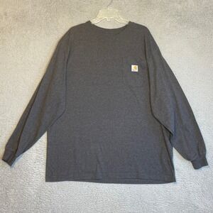 Carhartt Mens XL Long Sleeve Pocket T Shirt Gray Loose Fit Workwear